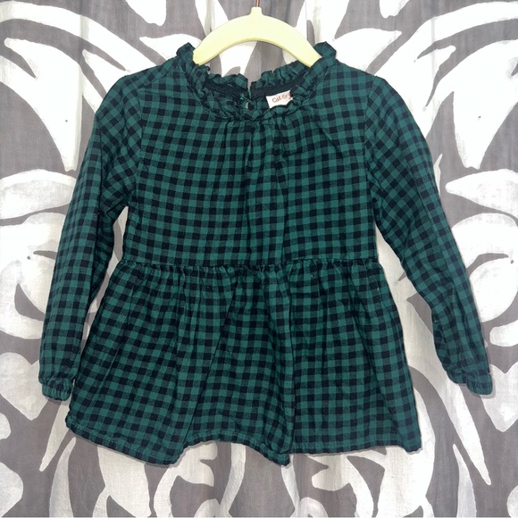 Green Plaid Ruffle Top - Picture 2 of 3